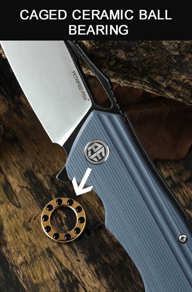 Original 929 Petrified fish folding knife D2 Steel Blade Hunting Knife 06